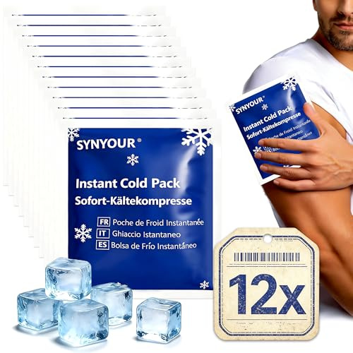 Omedelbar Kylpack 12 Stycken, SYNYOUR Instant Ice Cold Pack | Sport Första Hjälpen Hem Resa Vandring Bärbar