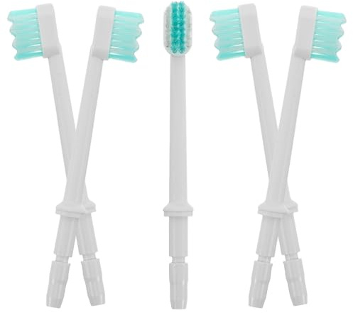 FIXOSHEE Lot de 5 Têtes de Brosse à Dents Vertes pour Hydropulseur, Embouts de Rechange en Plastique Souple, Accessoires Interdentaire pour Nettoyage Bucco-dentaire à Domicile Voyage