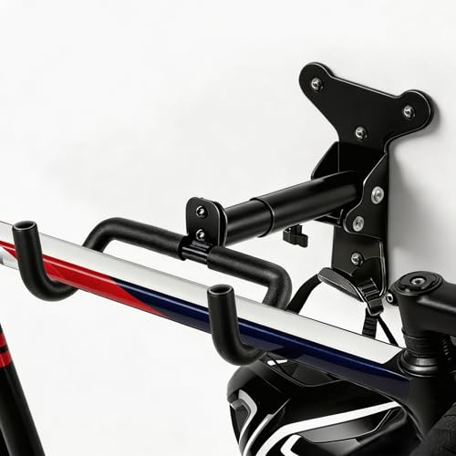 Support mural pour vélo,1 Pack porte-vélo pliable, charge maximale 25 kg | Réglable, protection du cadre en EVA, compatible vélos route, VTT et hybrides, gain de place pour appartement et garage