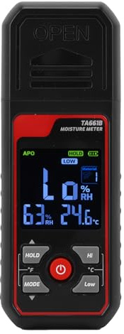 CHICIRIS Misuratore di umidità per Legno, Igrometro Digitale Senza Puntale per Legna da Ardere con Sonda in Acciaio Inossidabile, Display LCD, Intervallo di umidità 0-99% RH, Misurazione