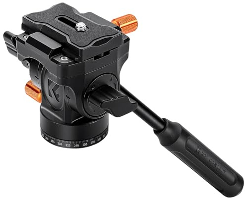 K&F CONCEPT Fluid Head, Silky Smooth Plastic Tripod Fluid Head for 360°Pan and Tilt, Lightweight Tripod Head Compatible Arca Swiss Max Load 7.6 lbs for Travel, Outdoor Shooting, Vlog. FH-04