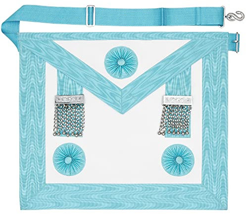 THE MASONIC COLLECTION Craft Regalia Master Masons MM Tablier 3ème degré – Peau d'agneau ou similicuir – Cadeaux franc-maçons pour homme (bleu, similicuir)