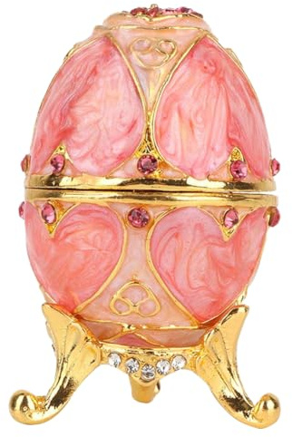 Lavendel äggform smyckeskrin Faberge påskägg ryskt hantverk bröllopsdag julklapp till henne flicka kvinna, 7,5 x 6,5 x 5,2 cm (röd granatäpple)