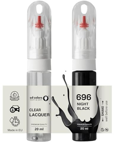 SD COLORS Night Black 696/9696 Ausbesserungslack, 20 ML, praktischer Pinsel zur Reparatur von Kratzern (Farbe + Lack)