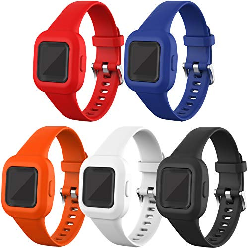 TenCloud Lot de 5 bracelets compatibles avec Garmin Vivofit Jr.3, bracelet de rechange réglable en silicone souple pour enfants de 4 ans et plus, pour traqueur d'activité Vivofit Jr.3 uniquement,