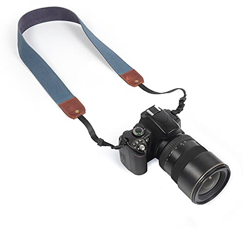 MegaGear Correa Ajustable para Hombro o Cuello de Lona y Cuero Genuino (Marrón/Azul)