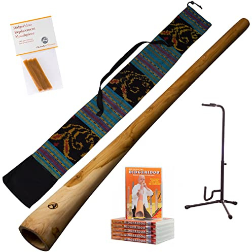 Australian Treasures - PACKAGE DIDGERIDOO: Didgeridoo 120cm - sac didgeridoo - cire d'abeille - vidéo leçon - support didgeridoo