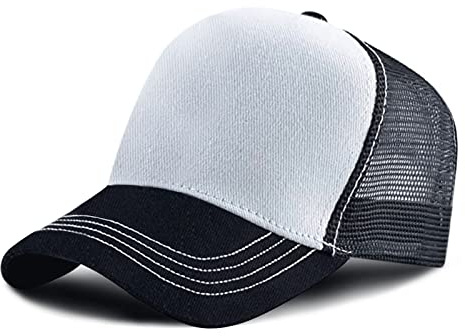 Baynetin Baseballcap Meshcap Kappe 5 Panel Mesh Kappe Breathable Verstellbar Baseballmütze Truckercap für Herren und Damen (Weiß schwarz)