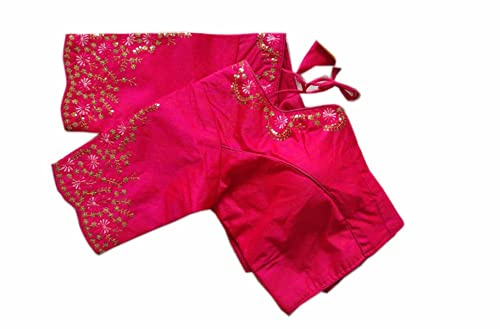 Glorenvally Fab Party Wear Bollywood Readymade Indian Ethnic Saree Blouse Crop Top Choli - (169) (38-Inch Bust, Pink)