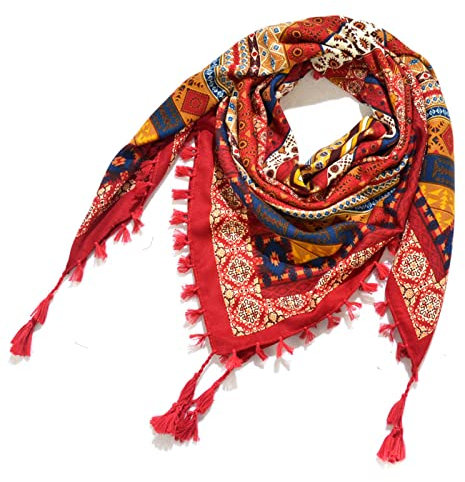 Rrunsv Dreieckstuch Halstücher Herbstschal Schal Damen Weich Scarf Mode Frauen Druckknopf Schal Schal Frauen Mode böhmischen Schal ethnischen Stil Krawatte Quaste Schal Senfgelb Damen