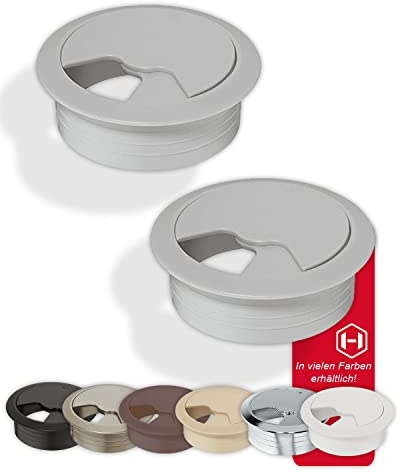 Gedotec Pupitre para canalización de Cables de plástico ABS Resistente | 10 Unidades de Aberturas Redondas para Cables 80mm | Entrada | Toma de Cables Gris Mate
