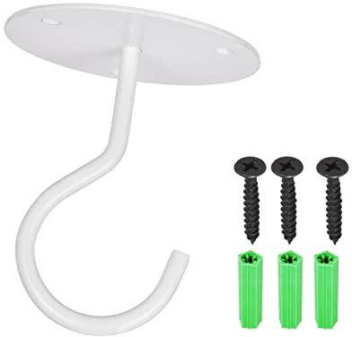 YOKIVE 2 Pcs Ceiling Hanging Hook, Heavy Swag Hook with Round Plate Hanging Plants, Great for Office, Home, Daily Use (White, 2.6x3-Inch)