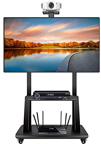 GGZONE Modern Universal Mobile TV Stand For Meeting Room Living Room, Fits 32-75 Inch Curved TVs Monitors Rolling Cart, Black Metal Flat Screens Shelf beautiful scenery