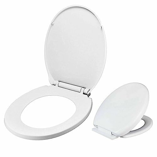 MAXPERKX Soft Close Toilet Seat White Bathroom Oval Shape Quick Release Heavy Duty Seats Elongated Never Loosens, Easy Clean and Install
