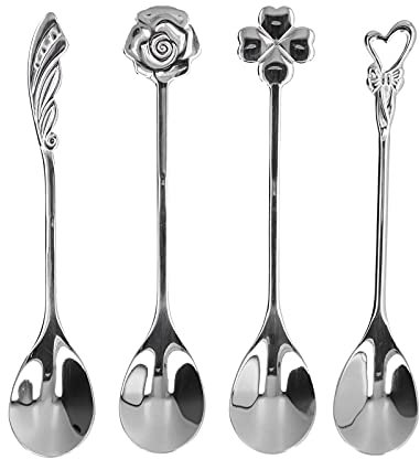 Espressolöffel-Set, 4-teilig, Mini-Kaffeelöffel, Edelstahl, Kreatives Geschirr, Dessertlöffel, 12,4 Cm, Espressolöffel-Set, Kaffee-Rührlöffel Für Hochzeitsgeschenk, Rühren von Kaffee
