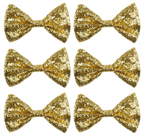 Boland – Glitter fluga, storlek ca 13 cm, 6 stycken, gummiband, smalt utförande, karneval, temafest