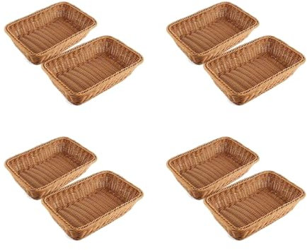 SOFORFREEM Cestino rettangolare da 8 pezzi per tavolo o bancone per pane, frutta e verdura cestini di vimini per mercati, panetteria