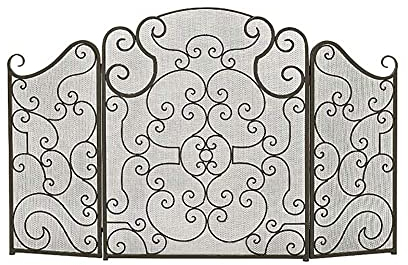 Wunderschöner Kaminschutz, Elegante Kamintüren, Kamingitter aus Eisen für Kamineinsatz, Dekor mit gewölbter Oberseite (Messing)