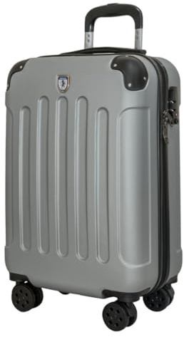 UTTAM 20 Inch Lightweight Cabin Bag - Carry On Suitcase, ABS, Water Resistant & Locking System - Easyjet Overhead (56x23x38cm) (Silver)