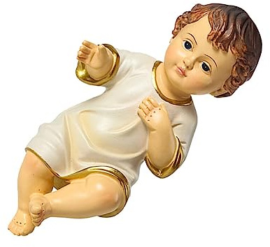 PRETYZOOM Resin Baby Jesus Figurine, Mini Baby Jesus Statue 15cm Nativity Collectible Statue Painted Christ Child Holy Faith Christian Home and Church Decor for Christmas Season