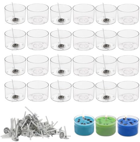 Tea Light Candle Holders, 60 Pcs Tealight Holders, Candle Moulds Jars with 120 Pcs Candle Wicks, Candle Making Kit for Decoration Birthday Gifts
