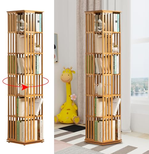 ZanyCajole Drehbares Bücherregal,Rotating Bookshelf,Rotierendes Bücherregal,360 Grad,Bodenstehendes Aufbewahrungsregal,Das In Schlafzimmern,Wohnzimmern,Arbeitszimmern Und Büros Verwendet Wird