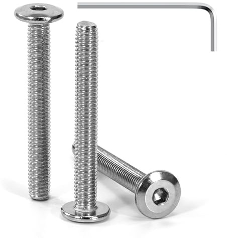 Tunejoy Viti a Testa Piatta M5 x 40 mm Vite a Testa Esagonale Bulloni in Acciaio Inox A2 V2A Bulloni per Mobili con Chiavi a Esagono Filettatura Completa 30 Pezzi
