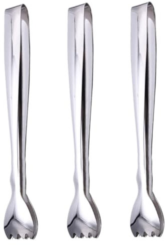 MAGICLULU 3pcs Stainless Steel Ice Cube Tongs and Food Clamp Set, Multi-Purpose Kitchen Cooking Tongs for Serving Coffee, Tea, Bar and Restaurant