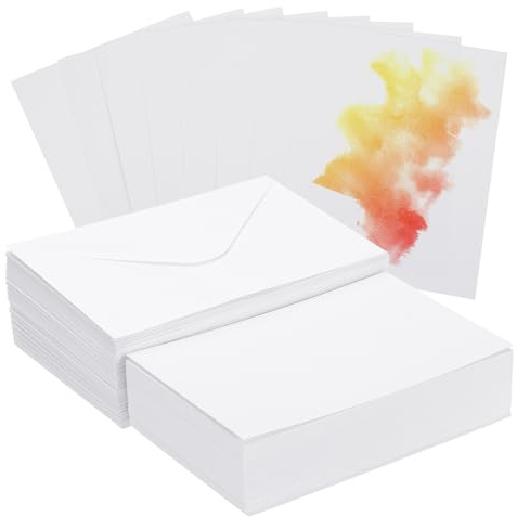 PATIKIL 30 Sets Cartes Aquarelle 100% Coton 140lb/300 GSM Cartes Postales Coins Droits Avec Enveloppes Pour Art Peinture Notes De Remerciement Creatives, 4x6 Inch