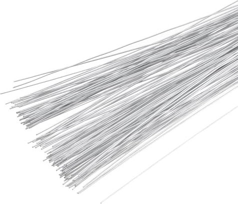 PATIKIL 120 Stück 30 Gauge Blumendraht 14 Zoll Verzinkt Silber | Blumenstiel Draht Blume Papier umwickelte Drähte, Für Blumenhandwerk Blumenstrauß Arrangement Zubehör Kranz DIY Projekte