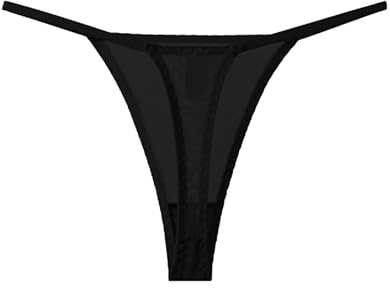 JFAN Dam tanga chic stringtrosa sömlös dam elastiska och lätta underkläder trosor, svart, M