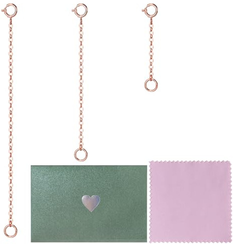 Lot de 3 rallonges de collier en or rose pour femme, 1,2/7,6 cm, rallonges de chaîne pour colliers, bracelets, ras-de-cou, bracelets de cheville, extension de bracelet pour la fabrication de bijoux