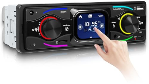 Autoradio 1 Din Bluetooth MP3 Player mit 2.17″ TFT Bildschirm Stereo mit Bluetooth Freisprecheinrichtung FM Radio 7 Farben/EQ/USB/TF/Aux/RCA Car Radio 1 Din Type C Autoradio-Empfänger Schnelllade