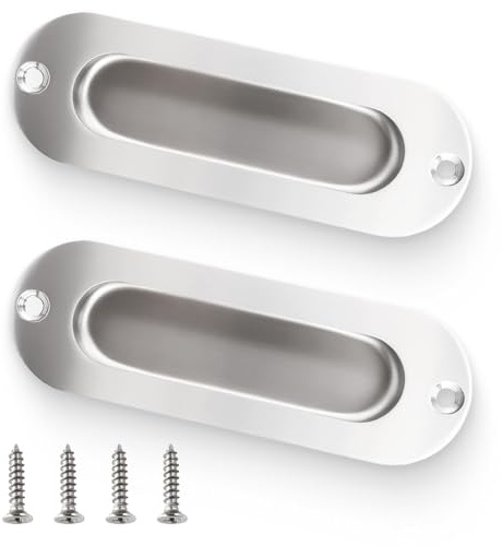zizitips Poignée encastrée 2 pièces en acier inoxydable 304, poignée de porte coulissante, poignée meuble, encoche pratique pour tiroirs et armoires, avec vis de fixation, design moderne et durable