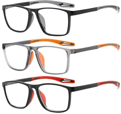 Fsread Pack de 3 Gafas de Lectura Para Hombres - Deportivas, Bloqueadoras de Luz Azul, Cómodas, Flexibles y Ligeras