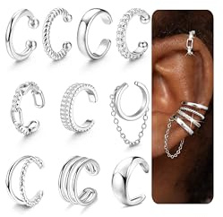 Chriscoco 10pcs Ear Cuff Orecchini Donna Regolabile Finti Orecchini Senza Buco Anallergici Ear Cuff Oro Ipoallergenici Earcuffs Donna Oro/Argento