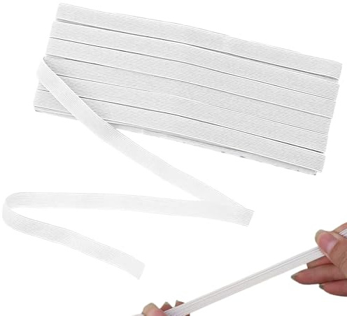 JUGUTA Cordón De Goma Elástico, 6 Mm, 10 M, Color Blanco, Goma