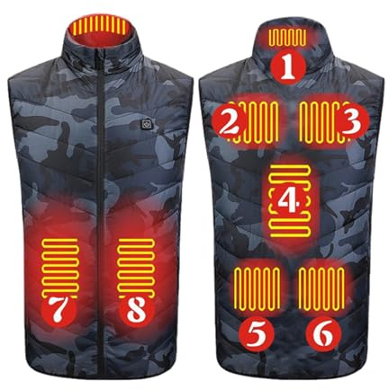 Générique Veste Hiver Homme Chaude Gilet Chauffant Manteau Électrique Avec 3 Niveau De Hommes Femmes USB Doudoune Zones Chauffante Pour L'Hiver Chaleur Intérieure (2#Camouflage,6XL)