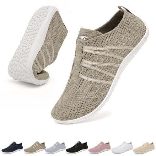 chetoria Zapatillas Barefoot Mujer Zapatillas Gimnasio Hombre Beige 39EU
