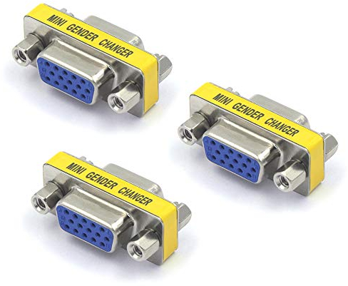 VCE 3 Pezzi Adattatore HD15pin VGA Gender Changer F/F Cavo Prolunga Femmina Accoppiatore SVGA per PC Monitor
