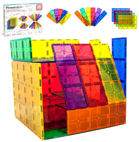 PicassoTiles Large Stabilizer Building Block Base Magnetic Building Block Tiles Jumbo XL Plate Foundation Kit Magnet Tile Stacking STEM Toy Set Compatible Education Construction Learning Square Set