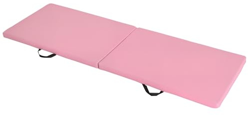 HOMCOM Tapis de gymnastique yoga pilates fitness pliable portable grand confort 180L x 60l x 5H cm revêtement synthétique rose