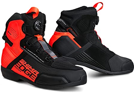 SHIMA EDGE Vented, Motorradschuhe für Männer - Verstärkte Straßenreitschuhe mit ATOP-Verschlusssystem, Knöchelstütze, Rutschfeste Sohle, Schaltgriff (Rot, 45)