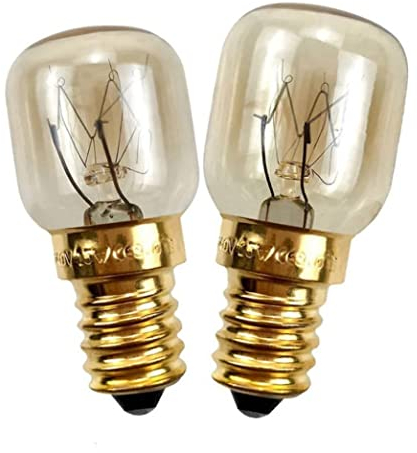 FIND A SPARE 2 Pack 25W Universal Fridge Freezer Oven Lamp Bulb SES E14 Screw Base T22 Shape Warm White 2700K 100Lumens Incandescent Premium Tungsten Wire