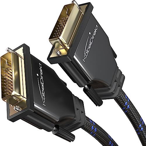 KabelDirekt – Dual Link DVI Kabel – mit Ferritkern, Braiding und Vollmetall-Stecker – 1,5m (digitales DVI-D/24+1 Monitor Kabel, bis zu 2560×1600 bei 60Hz oder Full HD/1080p, Nylon)
