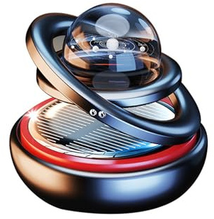 Auto-Lufterfrischer,Solarbetriebener Aromatherapie Diffusor,Aromatherapie-Kristallkugel,Rotierender schwimmender Planet Dekoration,Auto-Energie Magnet Rotations Dekoration Ornament (Schwarz)