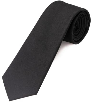 JEMYGINS Herren-Krawatte, einfarbig, Baumwolle, schmal, für Partys und Hochzeiten, Schwarz , geberal