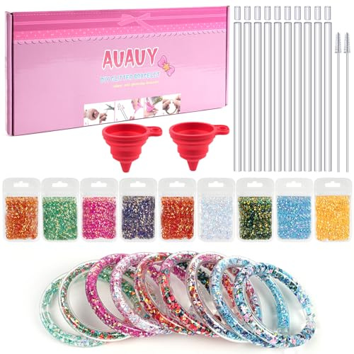 AUAUY Kinder-Armbandherstellungs-Kits, Geschenke, 3D-Glitzer-Spaß-Bastelarmband-Bastelsets für Mädchen, zum Selbermachen von Glitzer-Armbändern, Bastelset, Partytütenfüller, Spielzeug für Kinder im