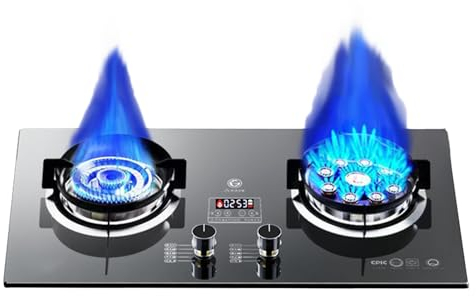 Cuisinière Au Propane, Cuisinière Au Propane Portable À 2 Brûleurs, Table De Cuisson À Gaz En Verre Trempé, Maximum 15354BTU For Les Camions De Nourriture Et Les Restaurants Familiaux (Color : LPG,