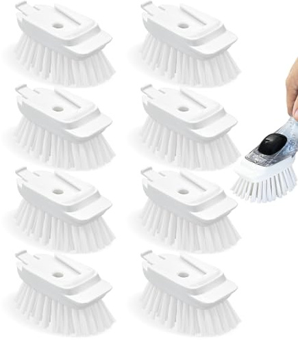 New Brush Refills for OXO New Soap Dispensing Dish Brush - 8 PCS Dish Brush Cleaning Soap Dispensing Head Replacement for Scrubber